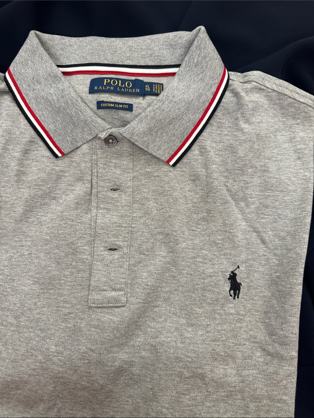 Polo by Ralph Lauren Grey Polo with Black & Red Trim